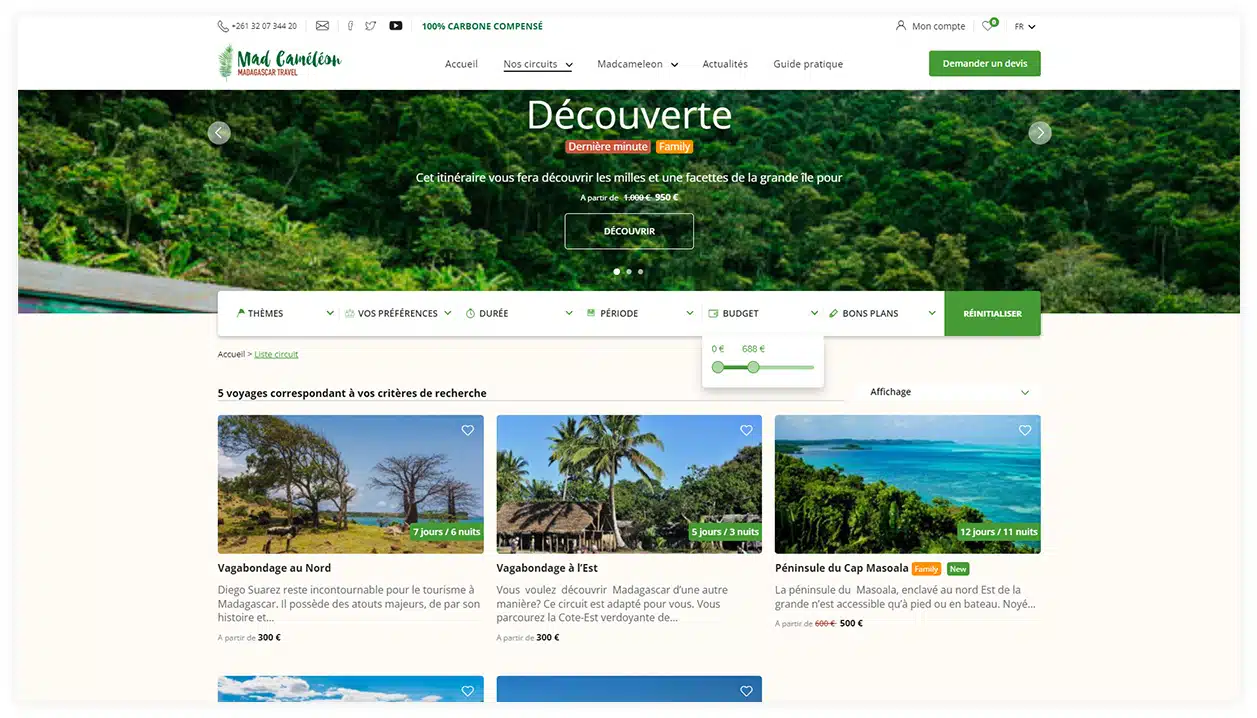 Mad Caméléon Tourism Website - Mad Caméléon project preview